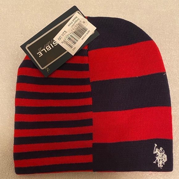 U.S. Polo Assn. Other - U.S. Polo Assn. Red and Navy Colorblock Beanie…One Size